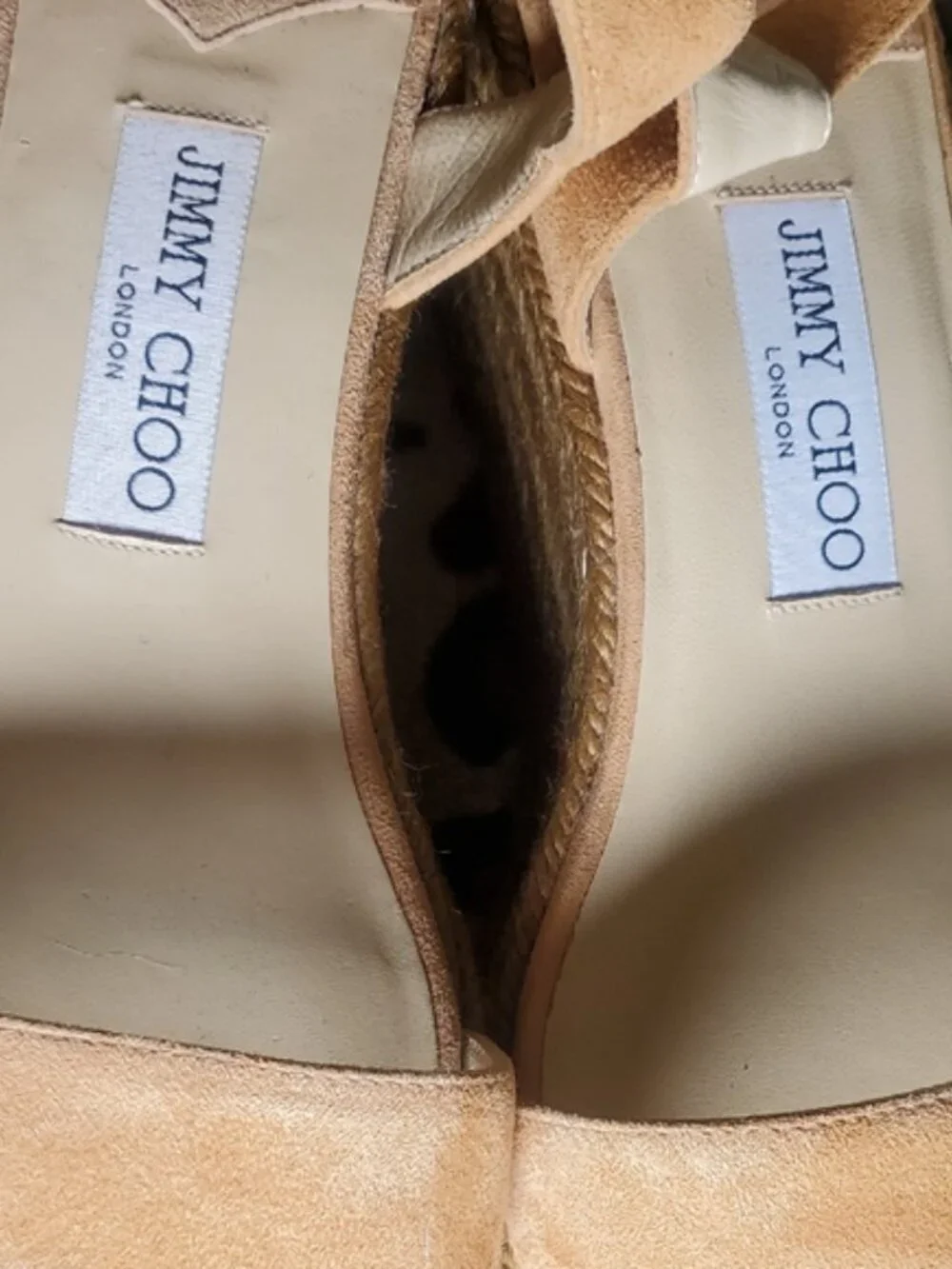 Jimmy Choo Suede Espadrille Wedge Sandals with Crystal Buckle Size 8